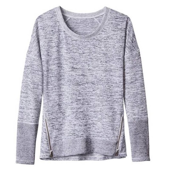 Athleta Blissful Sharkbite Hem Sweatshirt Zippers Heather Grey XS - Picture 9 of 9